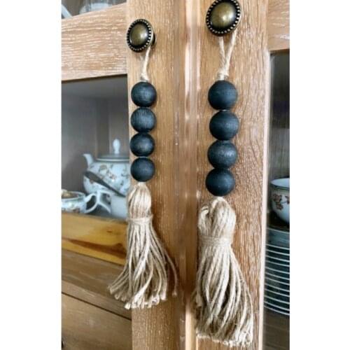 1Pc Tassel Farmhouse Beads Closet Door Handle Decoration Natural Wooden Bead Wedding Vase Ornament Home Decoration Drop Shipping