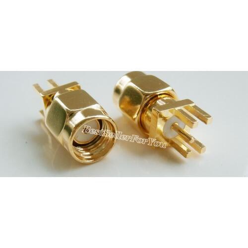 10Pcs RP-SMA male with Femalepin solder for PCB clip edge mount RF connector