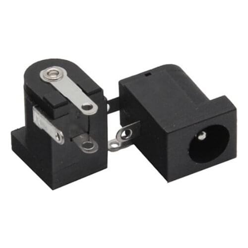 10Pcs 5.5x2.1mm DC-005 Black DC Power Jack Socket DC Connectors Supply Barrel-Type Right Angle PCB Mount Terminal