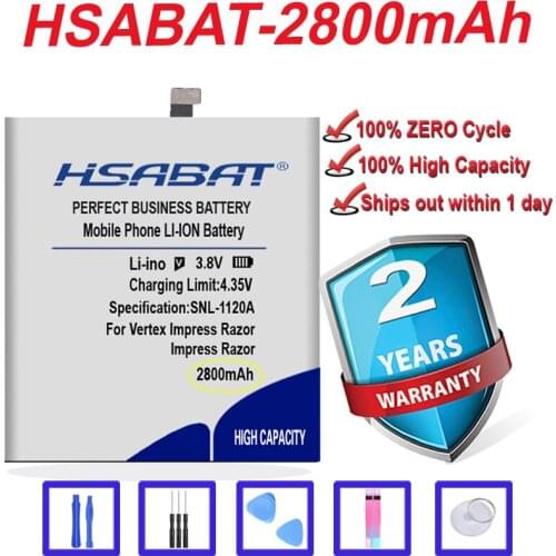 HSABAT Top Brand 100% New 2800mAh Battery for Vertex Impress Razor/Lagune in stock