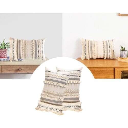 2pcs Moroccan Boho Throw Pillow Cover Woven Tufted Cushion Covers
