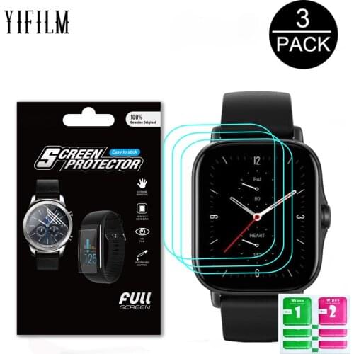 3Pcs 0.08MM Ultra Thin Soft TPU Hydrogel Film For Huami AMAZFIT GTS 2e GTS2e Watch Full Screen Protector HD Clear Film Not Glass