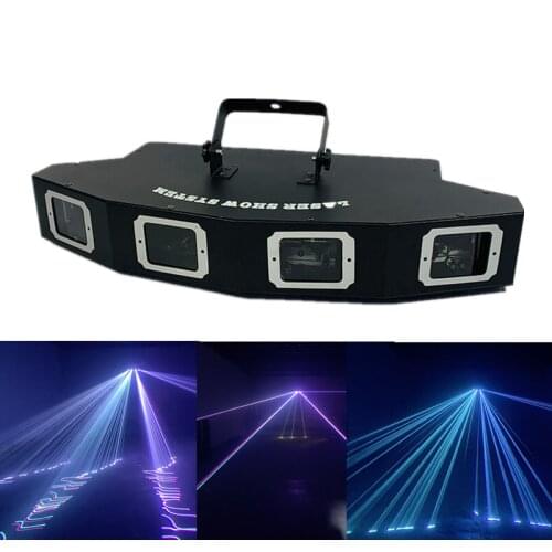 3IN1 RGB full-color disco laser 4 lens fan-shaped DJ laser beam line, suitable for family party KTV nightclub