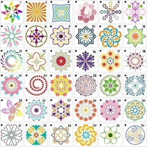 36 PCS Mandala Stencils Mandala Dot Painting Stencils Templates for Rocks Wood Wall Painting Art Projects