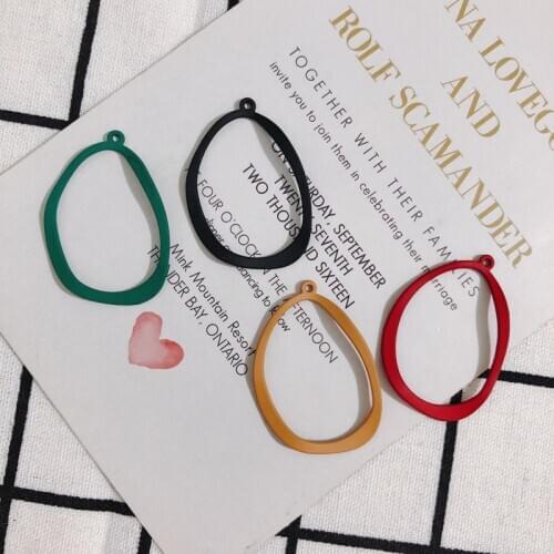 39*27mm DIY handmade jewelry alloy matte spray paint color irregular hollow geometric earring material 6pcs