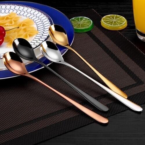 4 Colors Tea spoons Stainless Steel Small Coffee Spoons Gold Tableware Cutlery Unique Gold Small Dessert Spoon