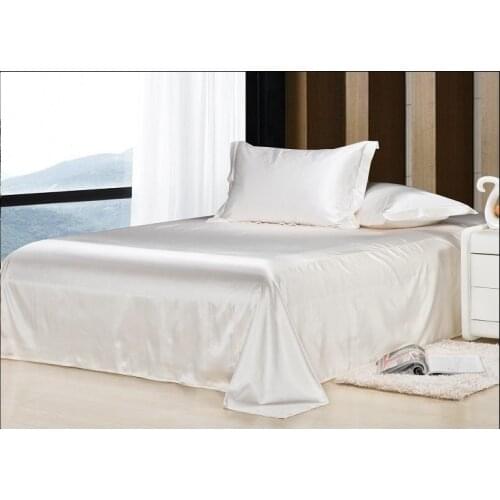 Luxury Ivory Cream White Silk Bedding set Califotnia Super King size Queen Full Twin duvet cover linen sheets bed in a bag 4PCS