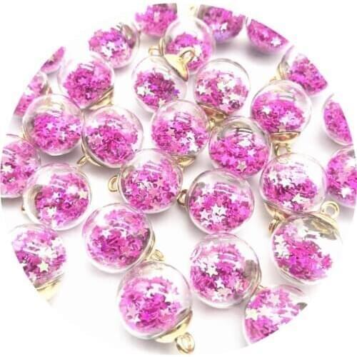 5/10pcs 16mm Colorful Transparent Glass Ball Star Charms Pendant Finding For Jewelry Making Hair Accessories Earring Charms #002