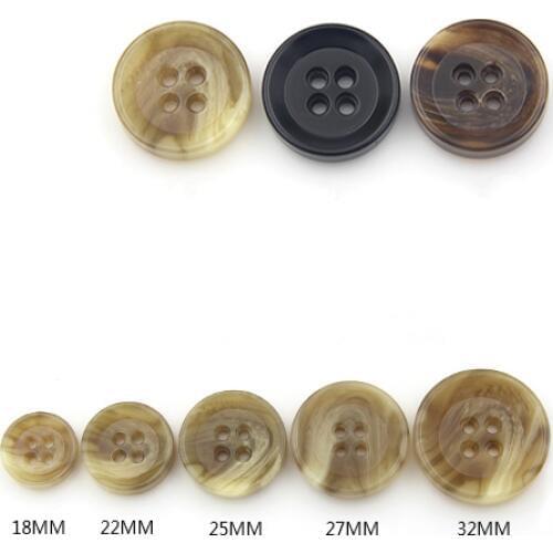 6pcs/lot Button matte four eyes resin button coat buckle windbreaker coat buckle sweater button round beige 18mm-28mm