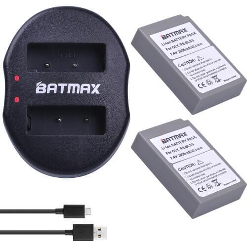 2Pcs 2000mAh BLS-5 BLS5 Bls50 Battery + Dual USB Charger for Olympus OM-D E-M10,Mark III,Mark II,PEN E-PL2,E-PL6,E-PM2, Stylus 1