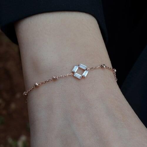 Baget Kesim Swarovski Taşlı Bileklik Rose