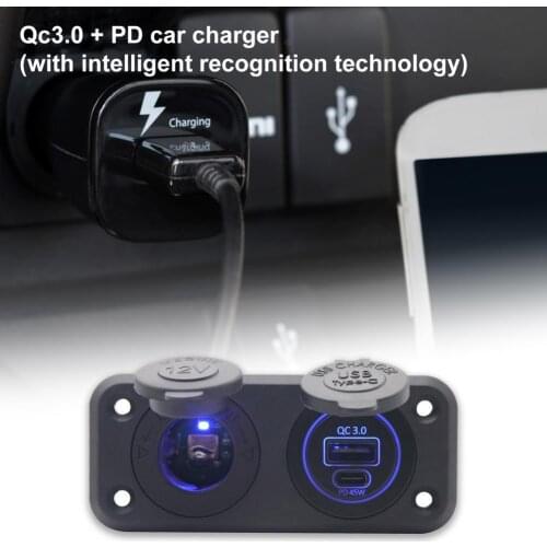 AOC4115-Z Car Fast Charger QC3.0 Type C Flame Retardant Nylon 12-24V Cigarette-Lighter PD Adapter Plug Accessories ​for Phone