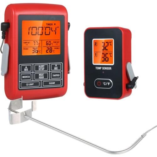 Digital Food Thermometer and Timer Wireless Meat Thermomter Monitor Remote Meat Temperature Probe Oven Thermometer