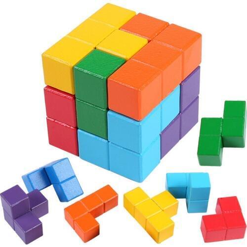 Wooden 3D Jigsaw Puzzle Toy Building Shape Montessori Puzzle Early Learning Educational Game Baby Toys for Children Gift