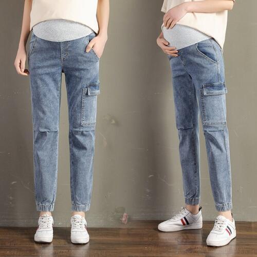 Maternity stretch jeans loose dad pants 2020 spring and summer new Korean version was thin nine points Harem pants