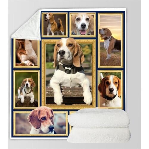 English Foxhound 3D Printed Fleece Blanket for Beds Hiking Picnic Thick Fashionable Bedspread Sherpa Throw Blanket