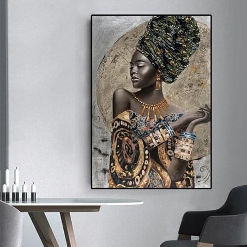 Graffiti Art African Girl Canvas Painting Abstract Posters and Prints Wall Art Pictures for Living Room Wall Decoration Cuadros