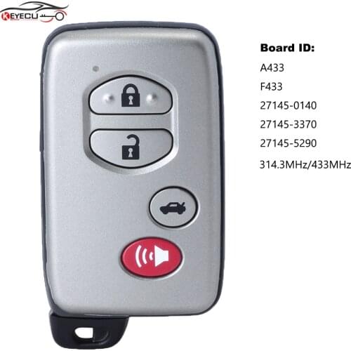 KEYECU Smart Card Remote Key Fob for Toyota Avalon Camary Aurion Sequoia Prius A433 F433 27145-0140 / 27145-3370 / 27145-5290