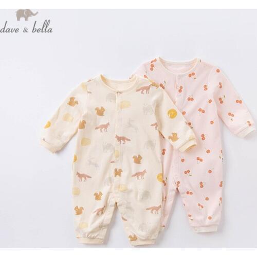 DBZ15995 dave bella autumn new born baby unisex fashion cartoon print jumpsuits infant toddler clothes children romper 1 piece
