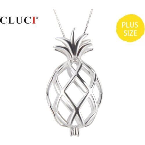 CLUCI 925 Sterling Silver Pendant for Women Jewelry Popular Hollowed Pineapple Cage Pendant Locket for 10-14mm Pearl SC366SB