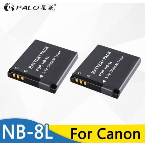 Palo 2pcs 1000mAh NB-8L NB8L 8L Li-ion Rechargeable Camera Battery For Canon PowerShot A3300 A3200 A3100 A3000 A2200 A1200 IS