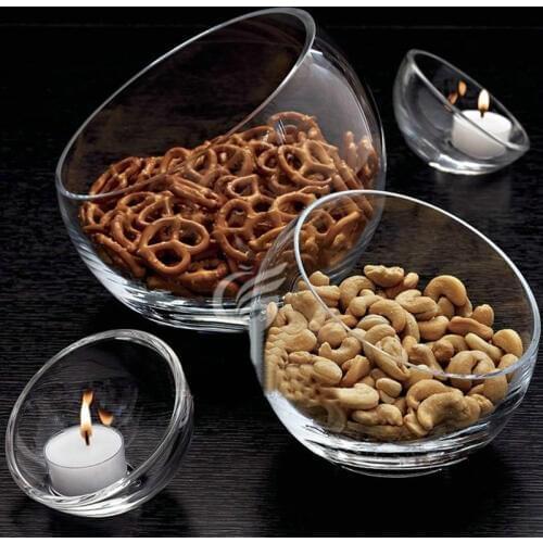 Multifunction glass bowl Salad Bowl Clear Slant Cut Bowl Clear Vase Glass Terrarium Food Containers Tableware Bowl Round