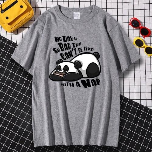 I sleep Cartoons panda Print Mens T-Shirt Summer S-XXXL T Shirt Crewneck Breathable Tops Loose Summer T Shirt Crewneck Fashion