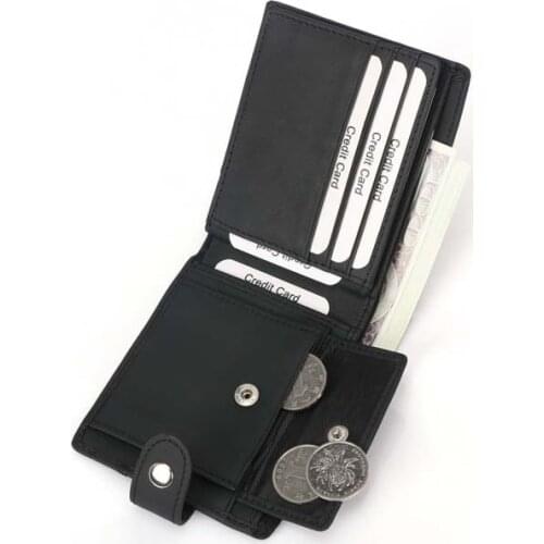 Male Genuine Leather Wallets Rfid Men Wallet Credit Business Card Holders with Coin Purse &Note Compartment