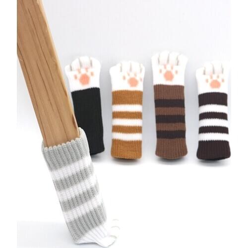 Cute cat 16 piece chair leg table foot socks floor protector flower knot cover home decoration table foot cover