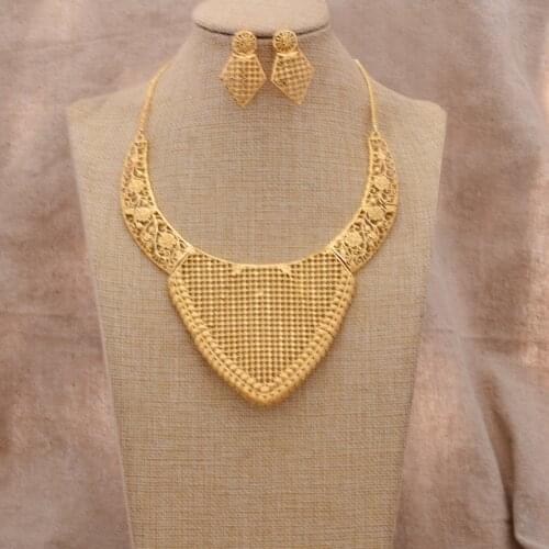 Nigeria Dubai Gold color jewelry sets Women African bridal wedding gifts party for women Bracelet Necklace earrings Jewelry Set