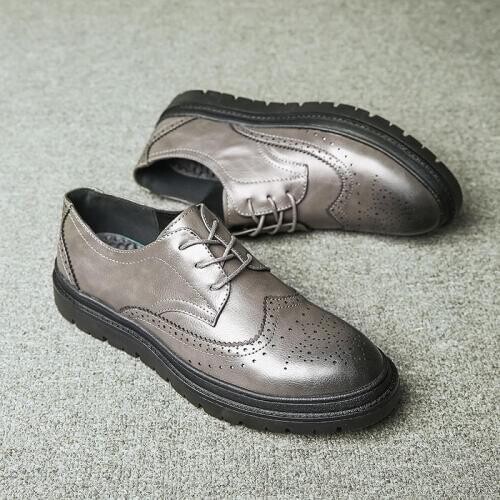 2019 Autumn New Men Shoes Brogue Casual Shoes Men Leather Shoes Work Business Casual Sneakers R5-87