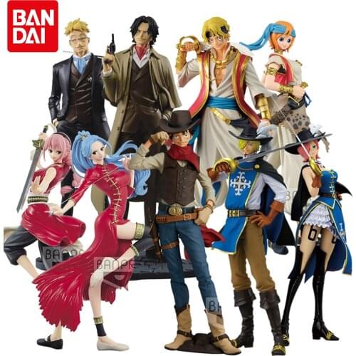 Original BANDAI ONE Piece Monkey D. Luffy Roronoa Zoro Nami Marco Sabo PVC Statue Action Anime Figure Model Collection Kids Toys