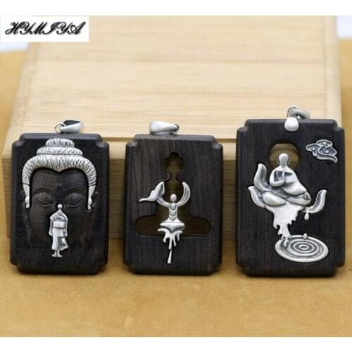 Real 990 Silver Buddha Statue Pendant Buddhist Buddha Pendant Amulet Tibetan Pendant