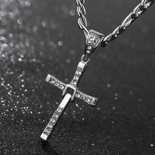 Nice Quality Crystals Stainless Steel Cross Pendent Necklace For DIY Jewelry Making Findings Top Quality