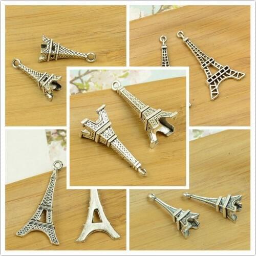 Antique silver Eiffel Tower shape alloy charm pendant vintage jewelry making accessories findings bracelet necklace chain hot