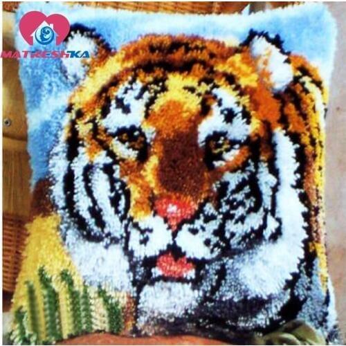 Handmade Embroidery Pillowcase Latch Hook Rug Kits Animal Knooppakket Crochet Hook Canvas Yarn Cushion Needlework Tapestry Kit