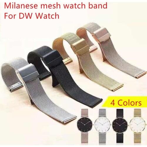Stainless Steel Mesh watch straps Milanese Watchband Metal Watch Band Strap Bracelet Black Rose Gold For DW 12/14/16/18/20MM