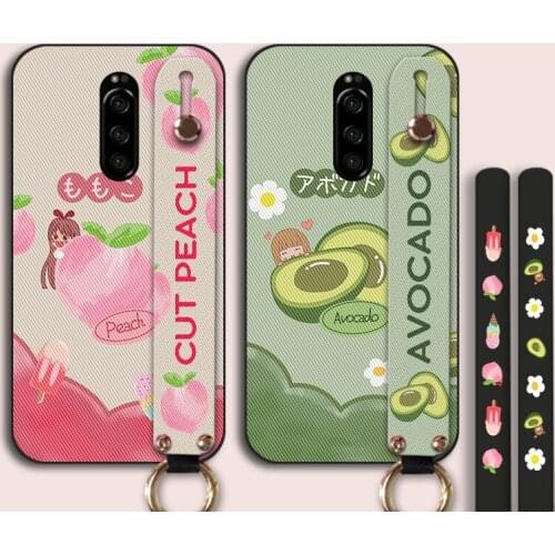 Summer Fruit Silicone Case For Sony Xperia 1 5 10 Plus 2019 Wrist Strap Holder Back Cover For Sony XZ1 Compact XZ2 XZ3 XZ4