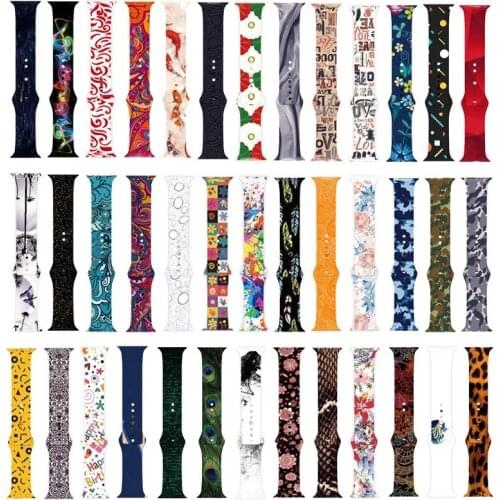 New Floral Flower Bands For Apple watch Series 6 5 4 SE 40mm 44mm Soft Sports Silicone Printed Strap For iWatch Band 3 38mm 42mm