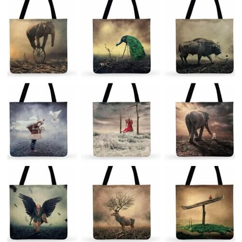 Natural Light Art Image Print Tote Bag For Women Casual Tote Outdoor Beach Tote Bags Foldable Shopping Bag Ladies Shoulder Bag