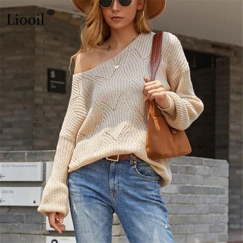 Hollow Out Sexy Off Shoulder Winter Knitted Sweater Pllovers O Neck Long Sleeve Autumn Casual Sweaters Streetwear Women Jumpers