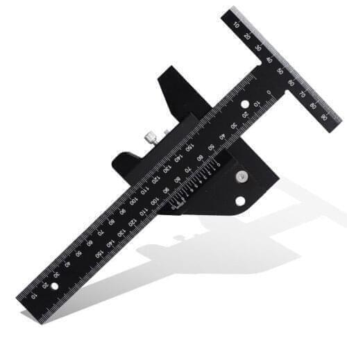 Woodworking Scribing Ruler, Aluminum Alloy T-Type Line Drawing Device, Depth Vernier Measuring Ruler, DIY Woodworking Tools