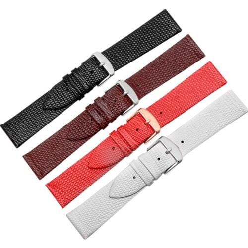 Ultrathin lizard pattern leather strap 14mm 16mm 18mm 20mm 22mm black white red brown watchband for men and women bracelet