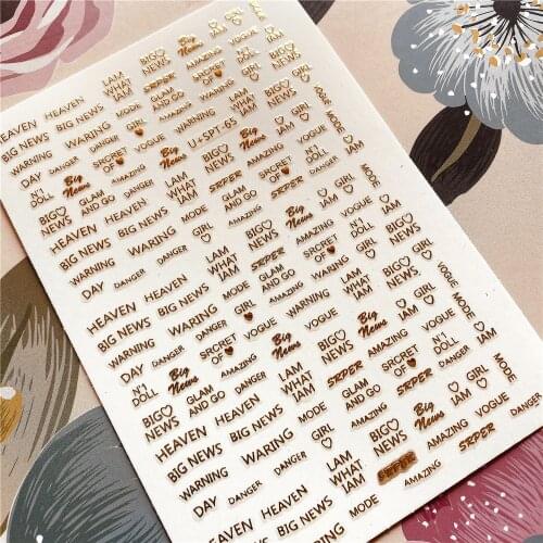 WG-143-154-169 English alphabet Number 3D Back glue Nail decal Nail sticker Nail decoration Nail art Nail tool Nail ornament