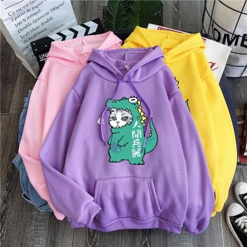 Harajuku Japanese Cute Cat Print Streetwear Women Autumn Plus Kawaii Daily Casual Hoodie Pullover Men Poleron Mujer Top