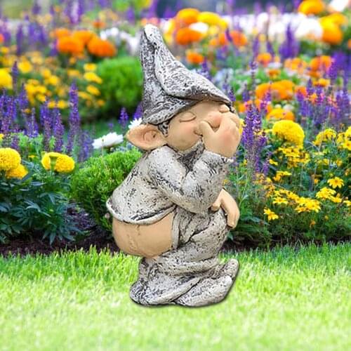 Fun Resin Elf-Character Ornaments Display Gnome Mold Simulation Funny Miniature Elf Dwarf Figurine Statue Garden Decor