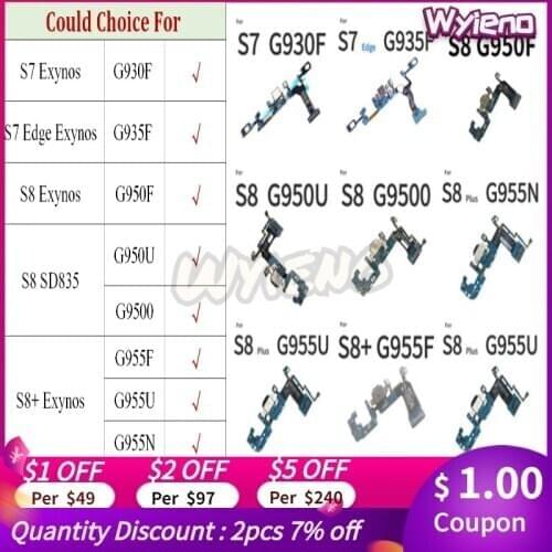 Wyieno S8+ Charging Port For Samsung S8 Plus G955F G955U S8 S7 G930F Edge G935F Micro USB Dock Charger Flex Cable Mic Microphone