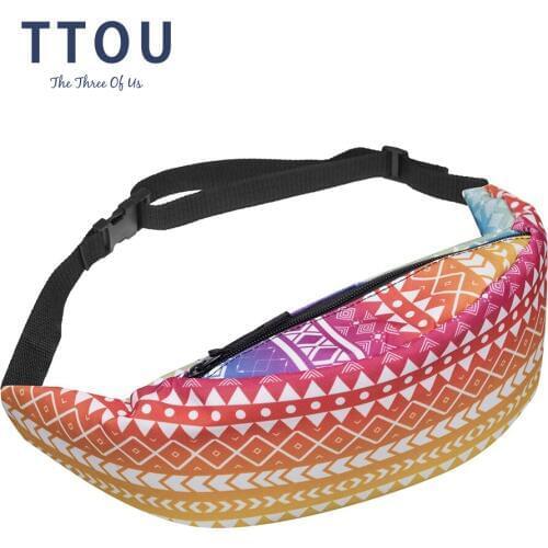 TTOU Hot Sales Full Cute Printing Colorful Waist Pack 3d Printing Fashion Waist Bag Women Fanny Packs Belt Bum Bag Waist Packs