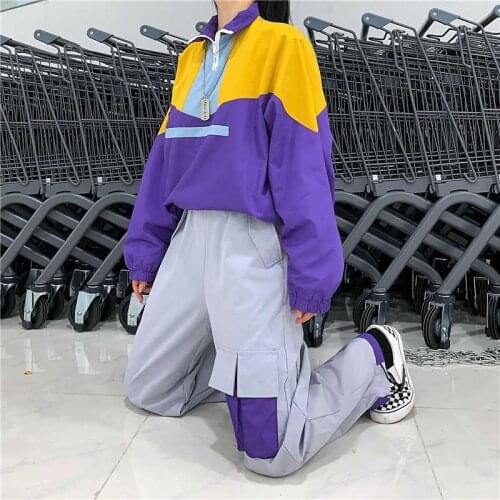 Bella philosophy 2020 spring Women Harajuku Stitching Sweatshirts Hoodies Hop Casual Coat Tops Women Pullover pant set