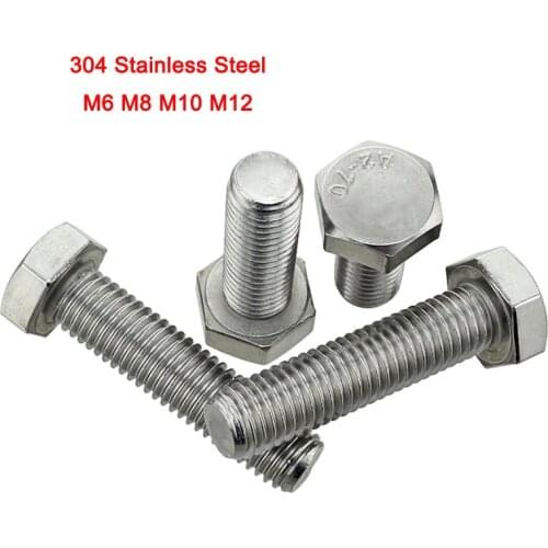 1-10Pcs 304 Stainless Steel DIN933 Left Thread Hex Screws Anti-tooth External Hexagon Bolts M6 M8 M10 M12 Length 12-50mm